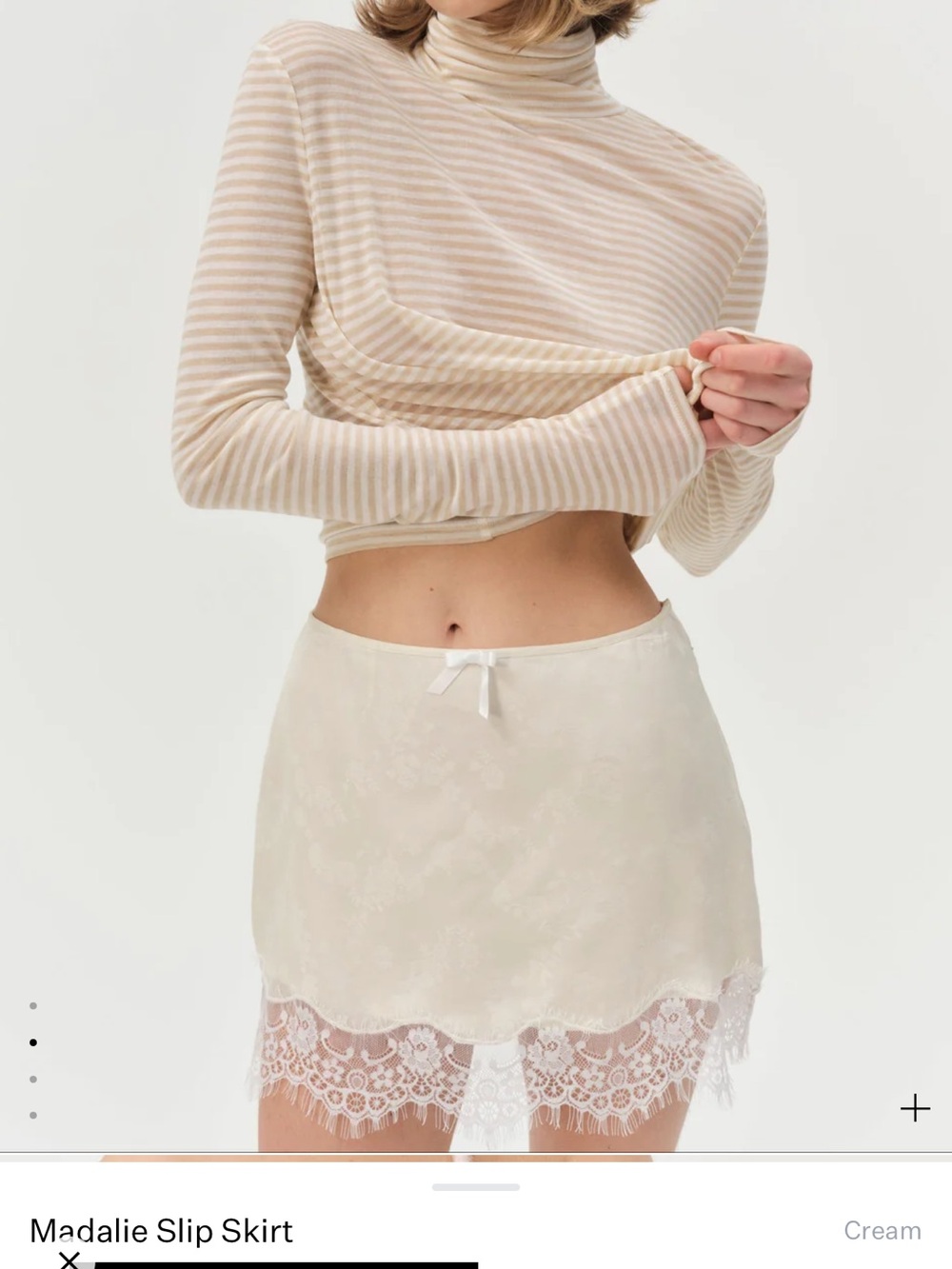 Cream Lace Hem Slip Skirt FL&L - Picture 2 of 9